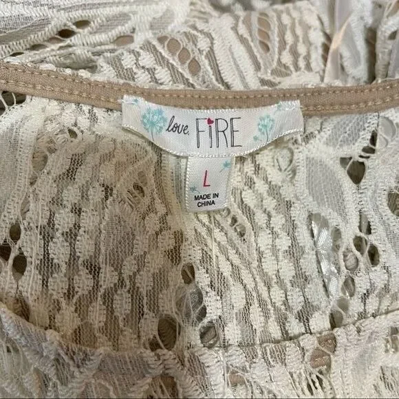 New Women Large Cream Lace Mini Dress Sleeveless Love Fire New - Picture 8 of 13